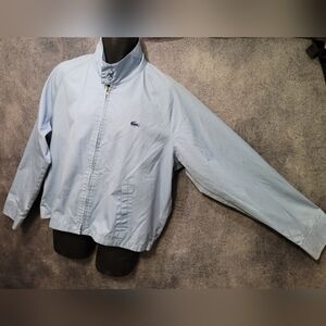 VTG Izod Lacoste Light Blue Zip Button Athleisure Alligator Logo Patch Unisex XL